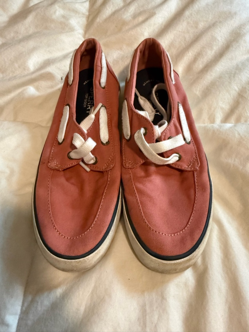 Sperry Coral Canvas Lace-Up Sneakers with White Laces